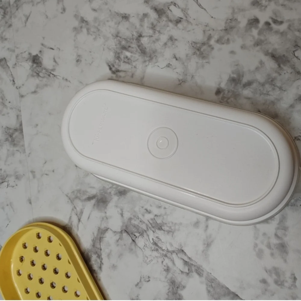 Vintage Tupperware Microwave Steamer Poacher Grater Set Yellow White 3pc Retro